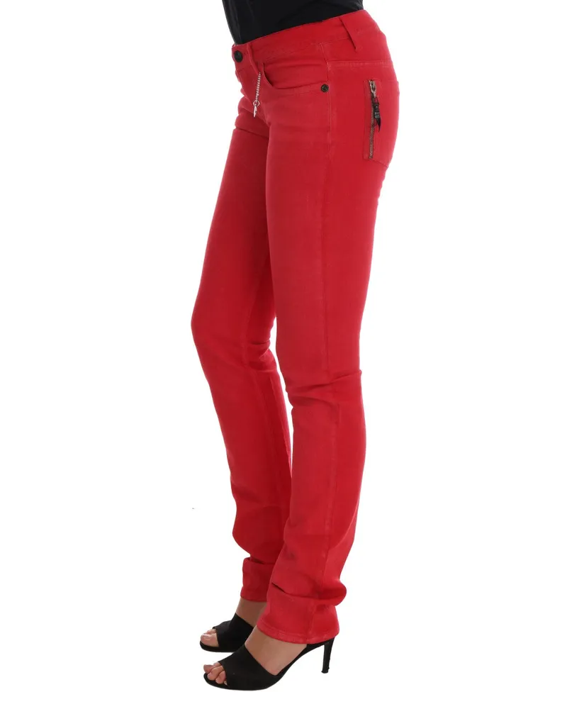 CoSTUME NATIONAL Women's Red Cotton Stretch Slim Jeans Clothing Red