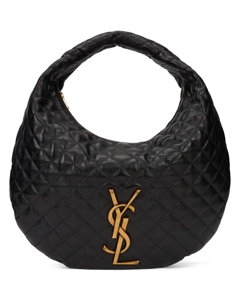Saint Laurent Women's Hobo Bag Icare Quilted Nappa Black Lambskin Handbags Hand Black