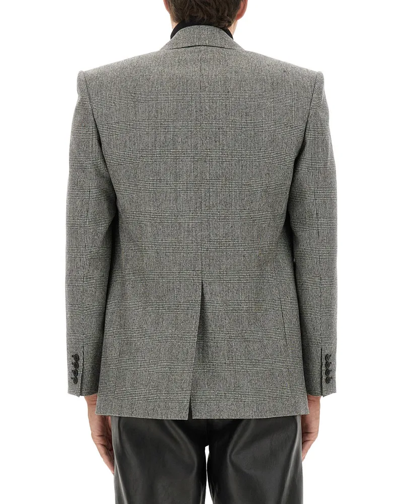 Saint Laurent Single-Breasted Wool Flannel Jacket — Gray Gray