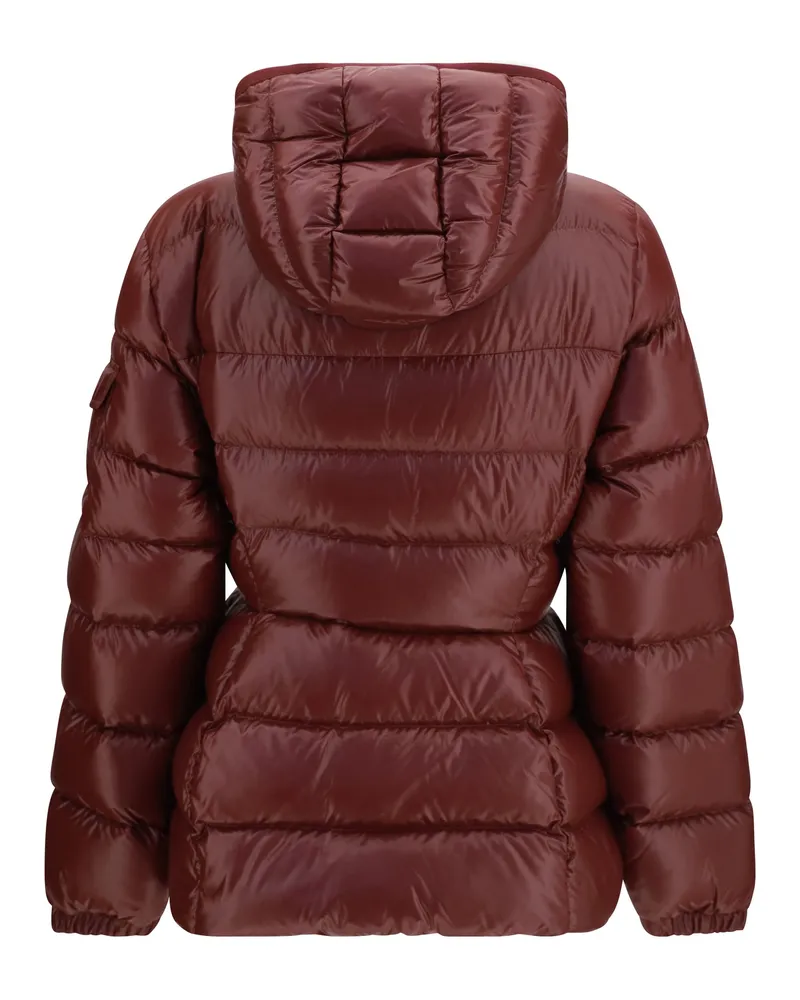 Moncler Women's Barante Short Hooded Down Jacket Dark Red Coat Dark