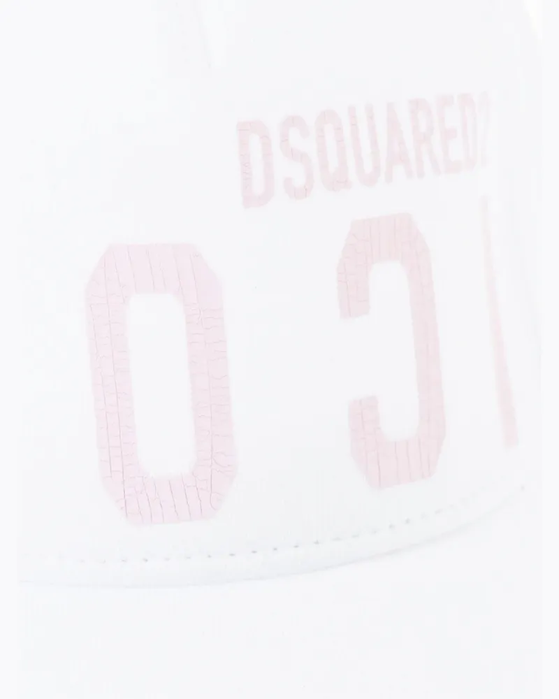 Dsquared2 BCM066708C035671062 Icon Cracked Logo Baseball Cap — White White