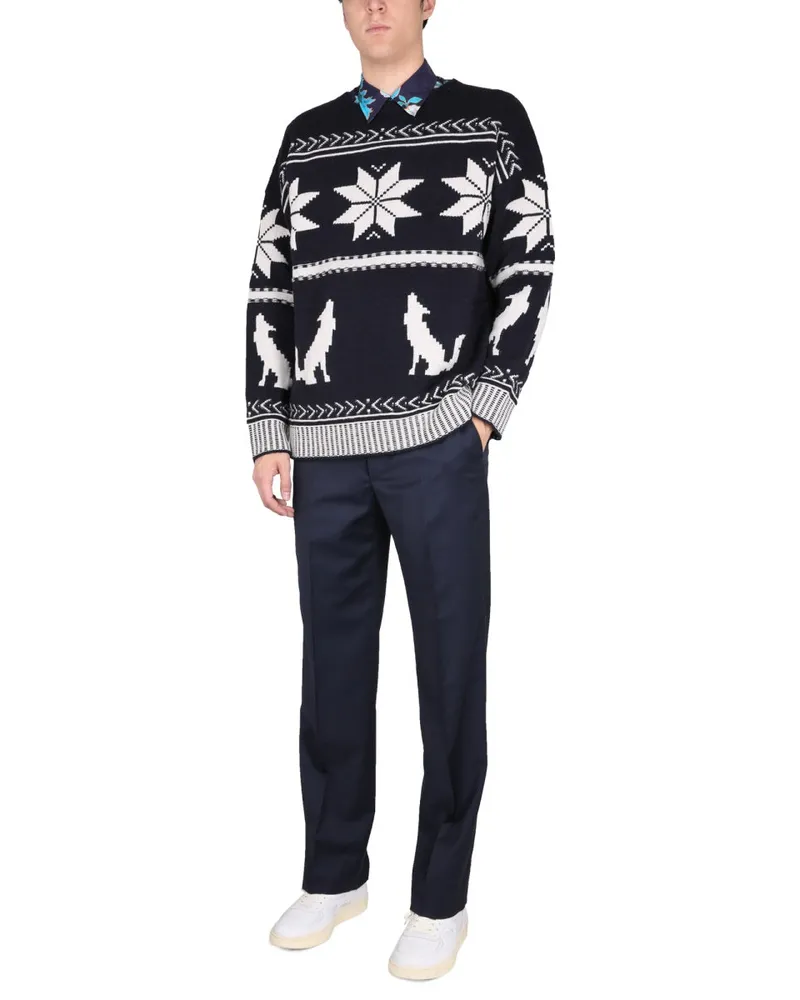 Etro Virgin Wool Sweater — Blue Blue