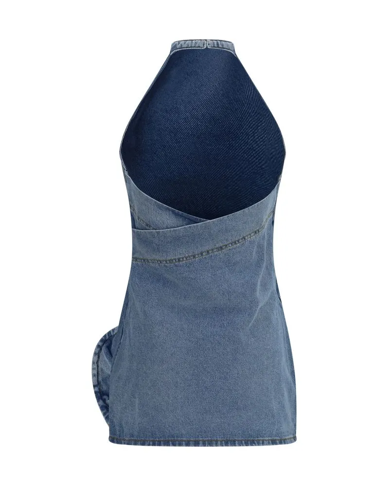 Magda Butrym Women Blue Cotton Casual Dress Blue