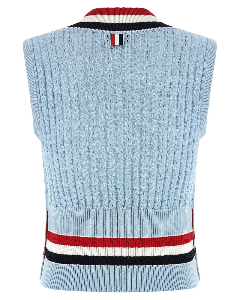 Thom Browne Women's Blue Cotton Sleeveless Jacket Clothing Blue