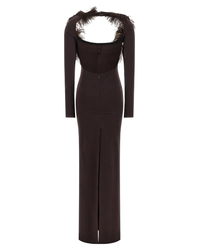 ATTICO Women's Brown Viscose Long Dress Brown