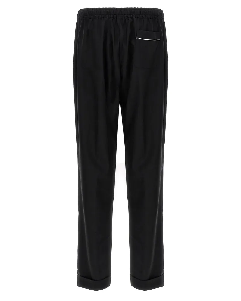 Dolce & Gabbana Contrast-Piping Wool Trousers — Black Black