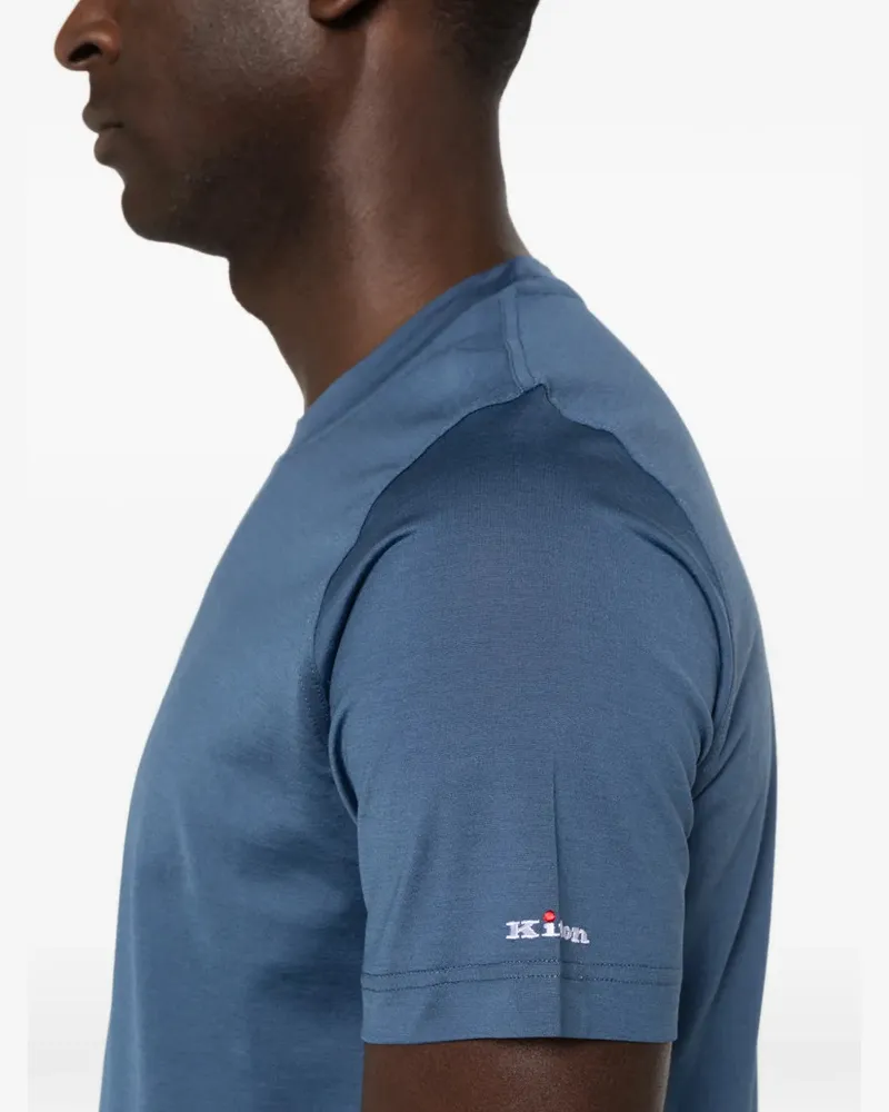Kiton Men's Logo-Embroidered T-Shirt Ss26 M Blue