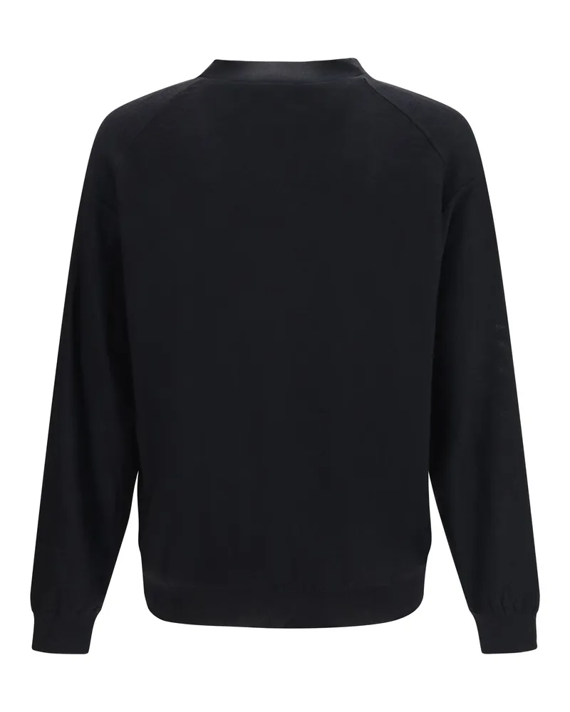 Christophe Lemaire Men's Merino Wool Blend Cardigan Black Sweater Black