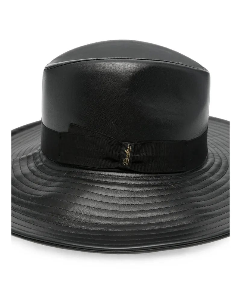 Borsalino P0000 Quilted Calf Leather Fedora — Black Black