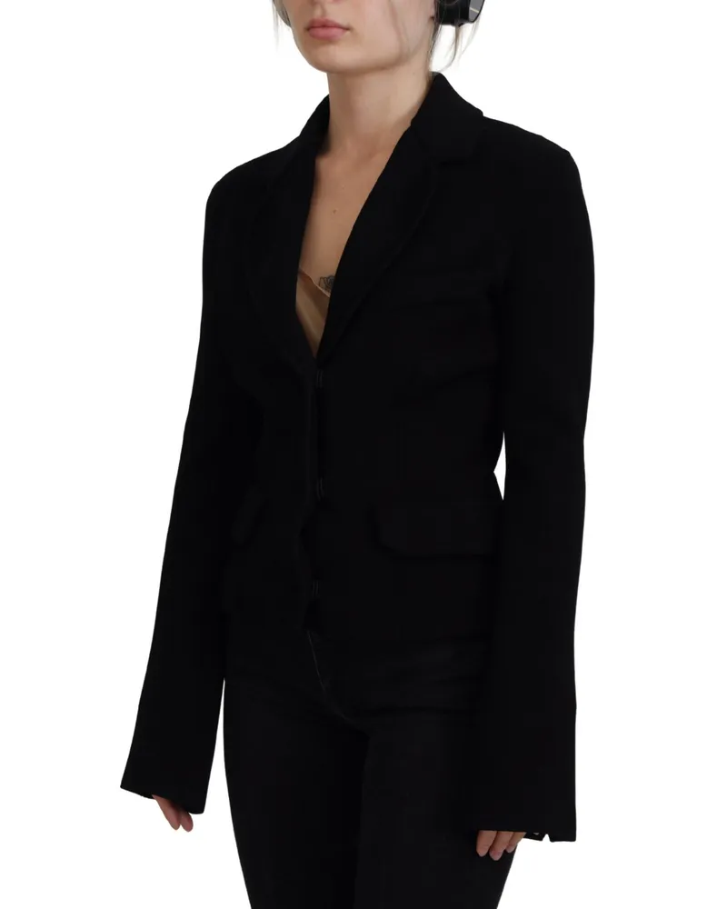 Dolce & Gabbana Women's Black Button Cardigan Blazer Viscose Jacket Clothing Black