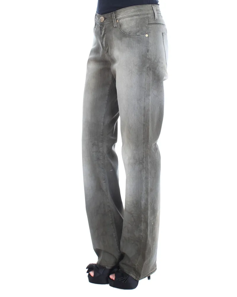 Ermanno Scervino Women's Gray Cotton Blend Loose Fit Boyfriend Jeans Clothing Gray