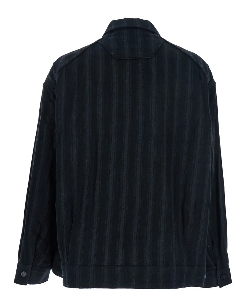 JUUN.J Men's Black Jacket With Classic Collar Cotton And Wool Blend Coat Black
