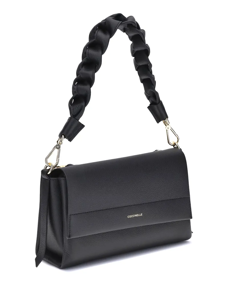 Coccinelle Women's Boheme Shoulder Bag Noir-Cognac Calf Leather Bos Taurus Noir/cognac Black