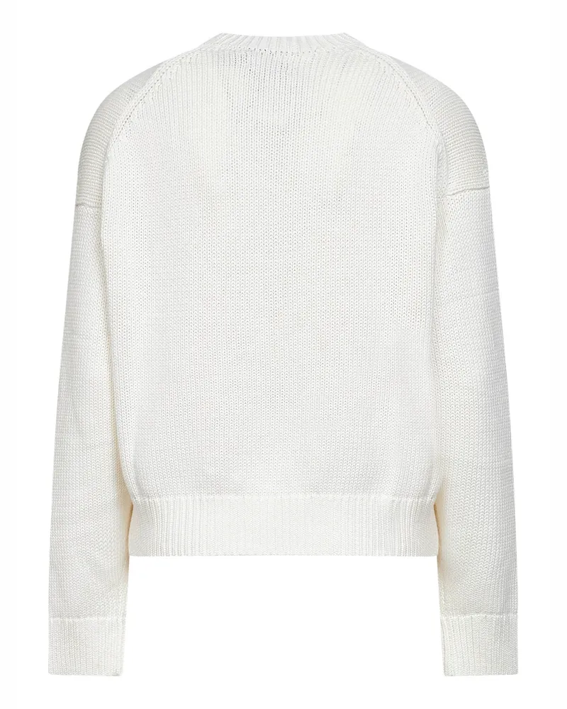 Ralph Lauren Women's Crewneck Sweater Big Pony White Cotton White