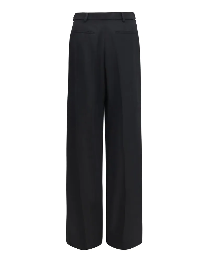 Saint Laurent Men's Fluid Grain De Poudre Trousers Noir Wool Ovis Aries 