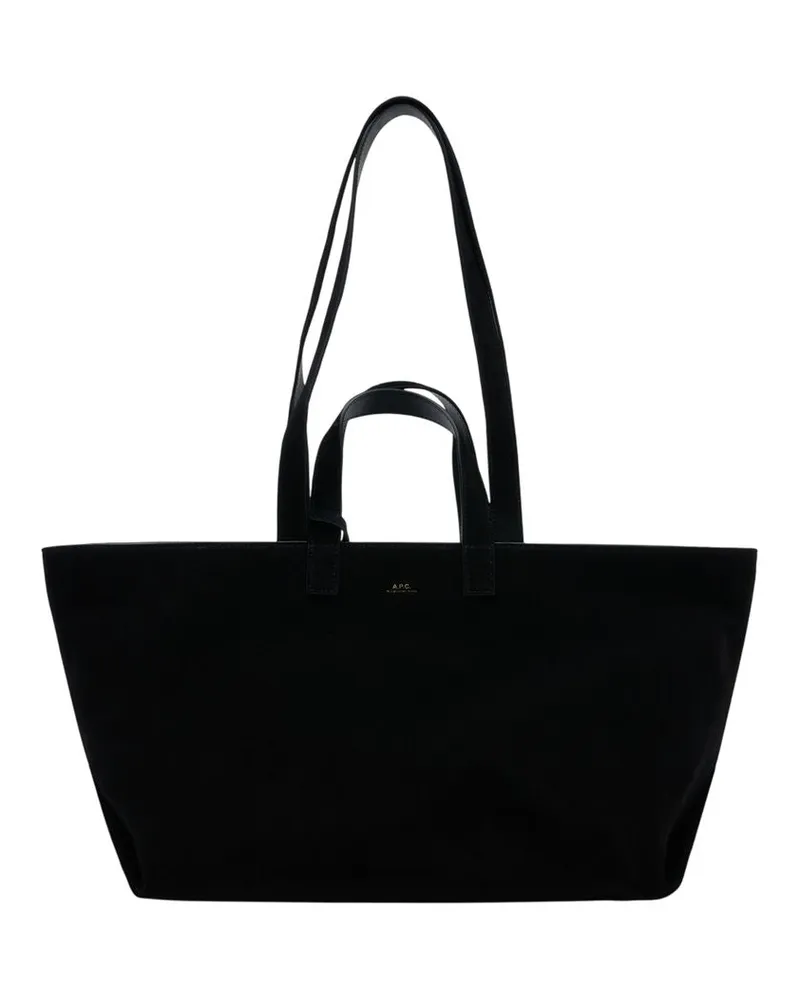 A.P.C. Women's Le Drummer Shopping Bag -  Sweden Black Calfskin Totes-Shopping-Bags Black