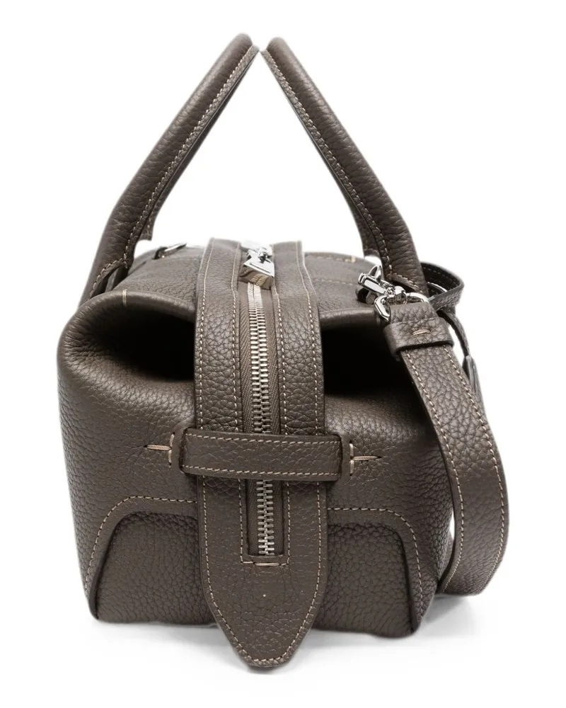 TOD'S Pebbled Leather Top Handle Bag — Gray Gray