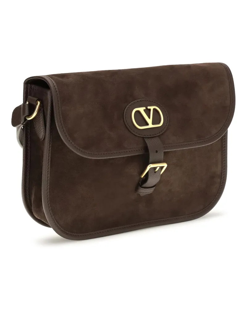 Valentino Garavani Men's Antibes Suede Shoulder Bag Testa Di Moro-Oak Brown Calf Leather Bos Taurus Moro/oak Brown
