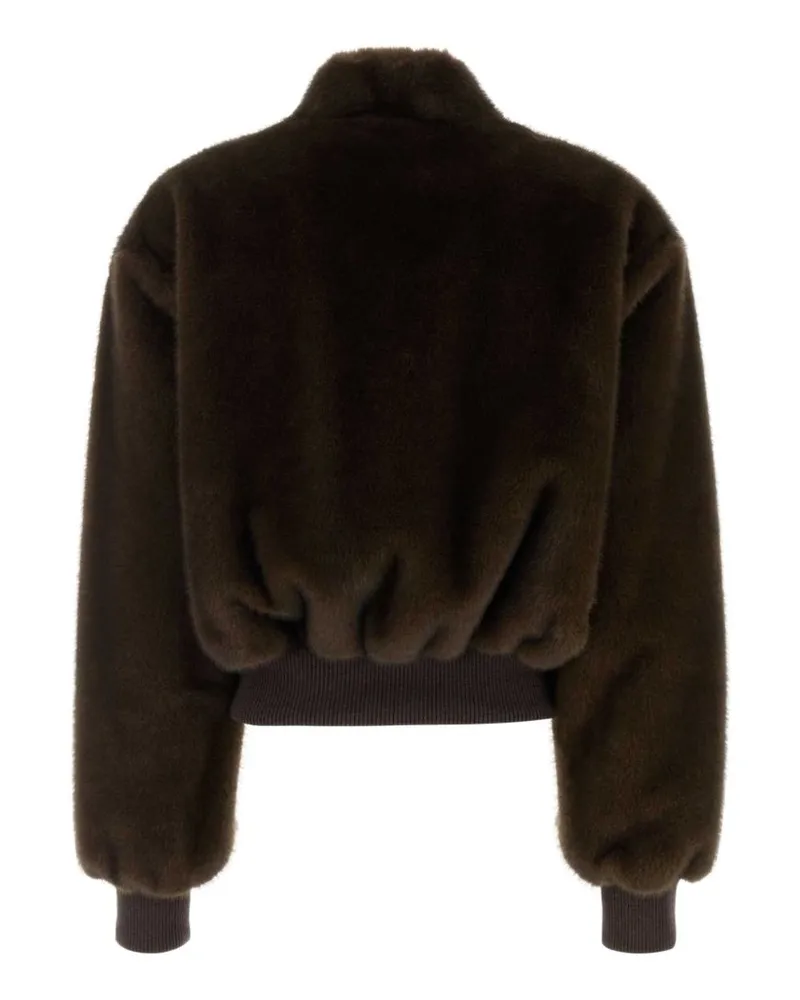 Stella McCartney Mink-Inspired Faux-Fur Bomber Jacket — Brown Brown