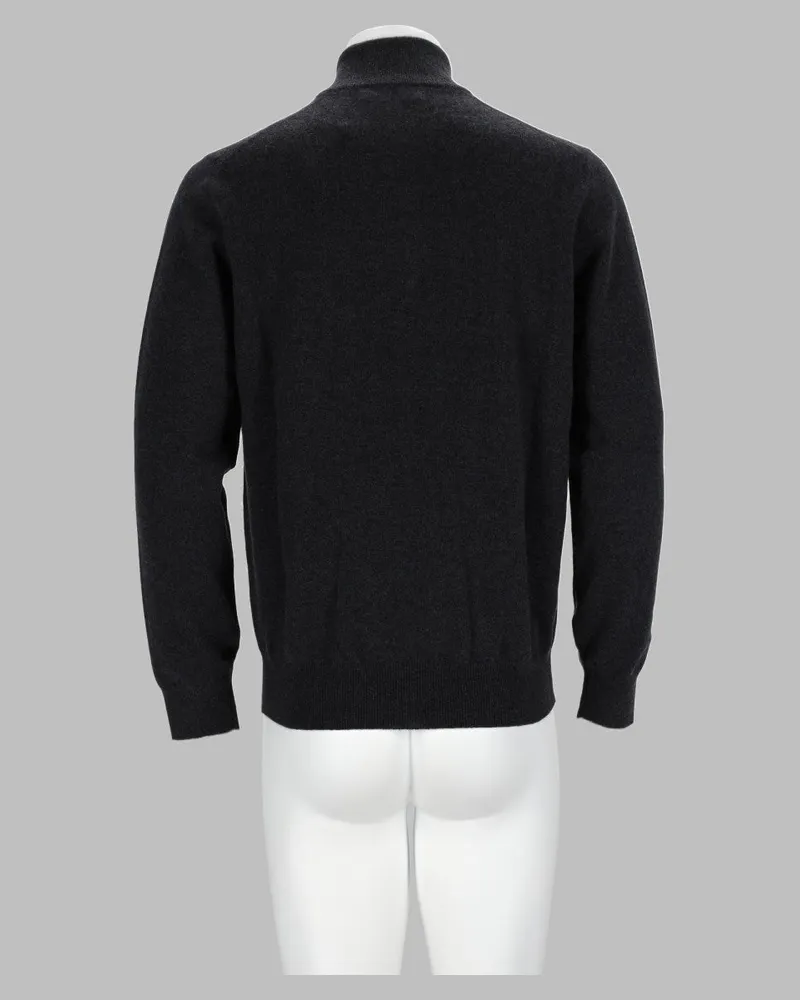 Brunello Cucinelli Cashmere Zip Sweater — Charcoal Charcoal
