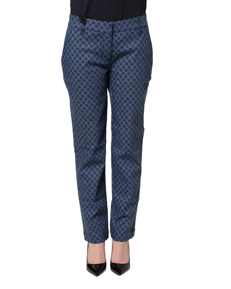 Dolce & Gabbana Women's Blue Polka Dotted Slim Fit Capri Denim Jeans Cotton Elastane Clothing Blue