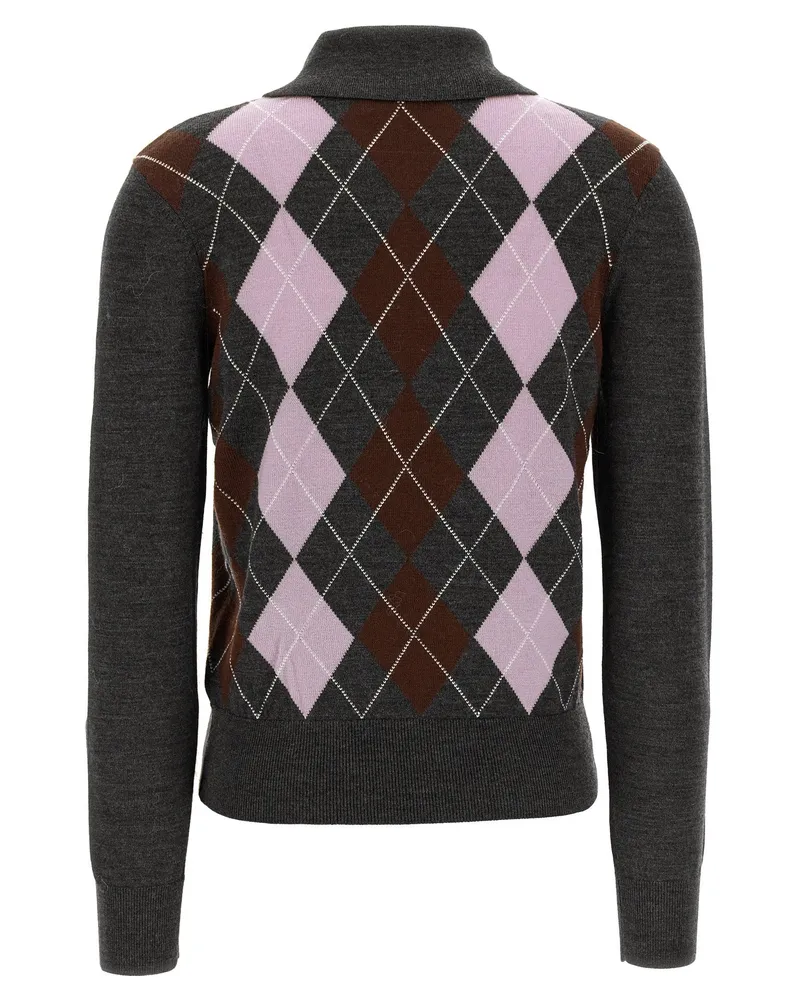 Self-Portrait Argyle Wool Sweater — Charcoal Charcoal