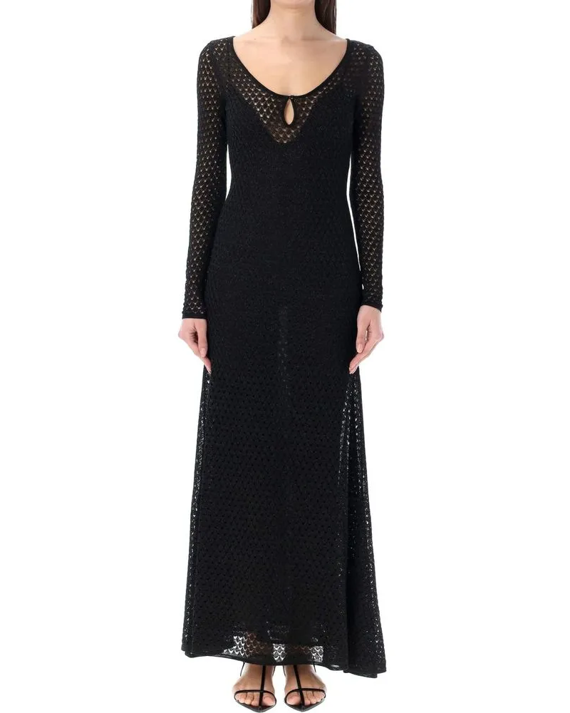 Tom Ford Women Black Metallic Fibre Casual Dress Black