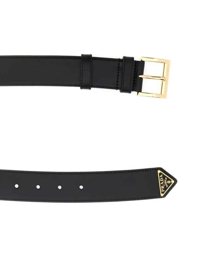Prada Women's Black Leather Belt Nero1 Vitello Cinture Black