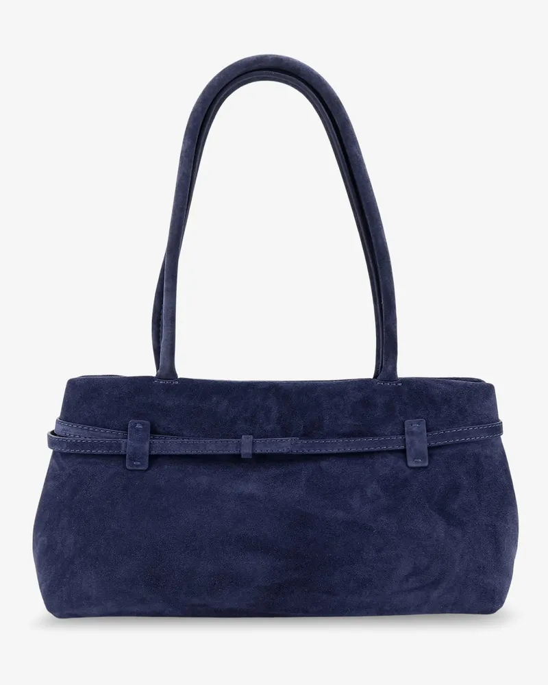Manu Atelier Women's Shoulder Bag Le Cambon East West Blue Suede Blue