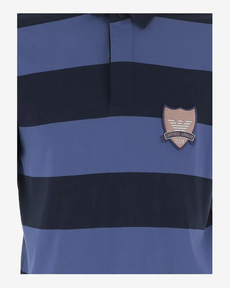 Emporio Armani Striped Cotton Polo Shirt — Navy Navy