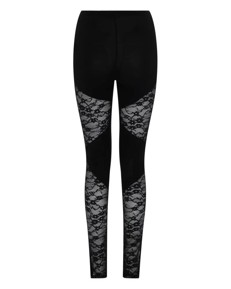 Nina Ricci Lace-Insert Viscose Leggings — Black Black