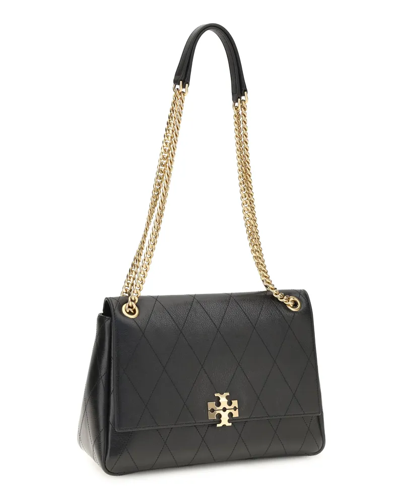 Tory Burch Women's Charlie Shoulder Bag Black Calf Leather Bos Taurus Black