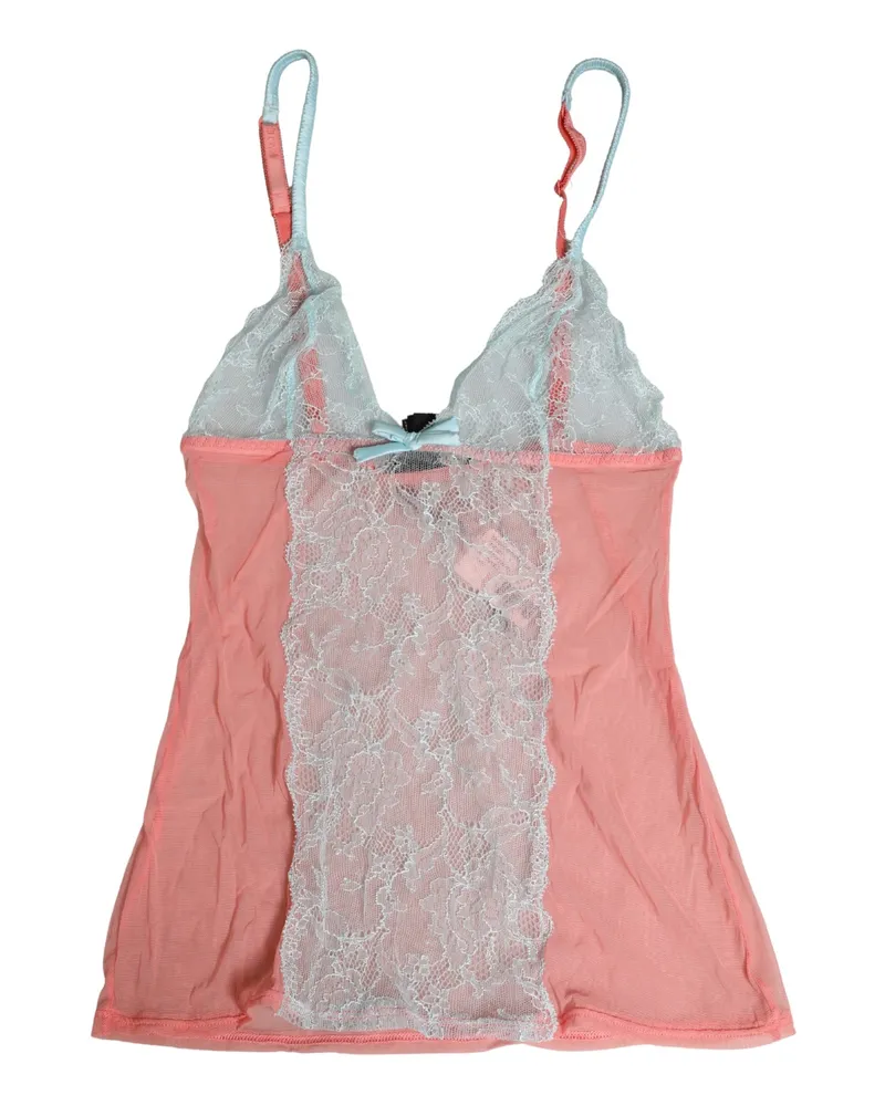 Roberto Cavalli Women's Multicolor Sheer Lace Lingerie Chemise Top Underwear Pink