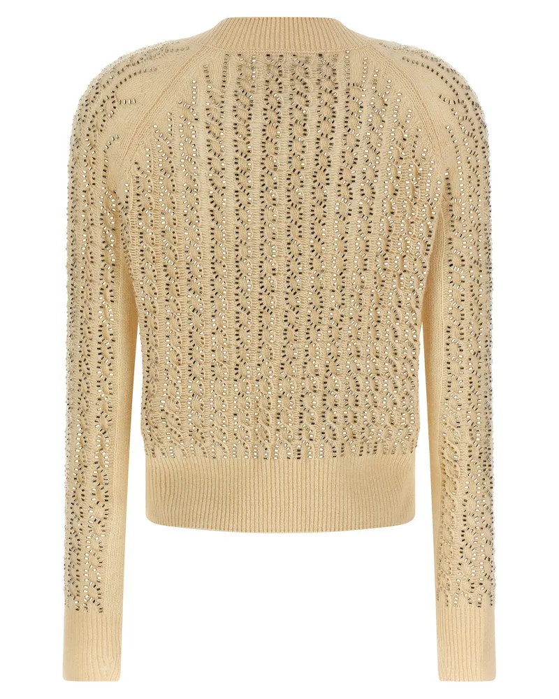 Ermanno Scervino Baguette Studded Braided Knit Sweater — Cream Cream