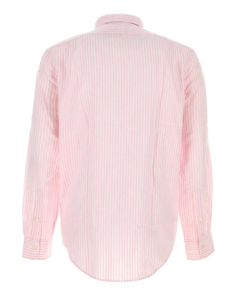 Ralph Lauren Men's Embroidered Linen Blend Shirt 7232bpinkwhite Exterior: Cotton Camicie Pink