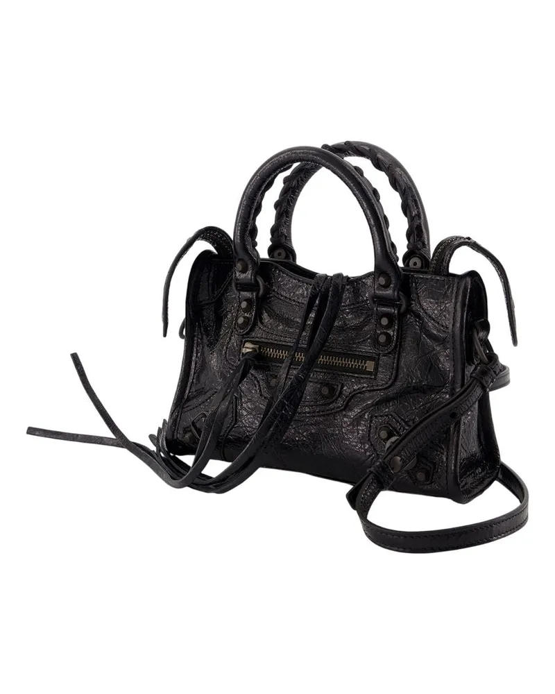 Balenciaga Women's Le City Nano Bag -  Leather Black Lambskin Handbags-Purses Black