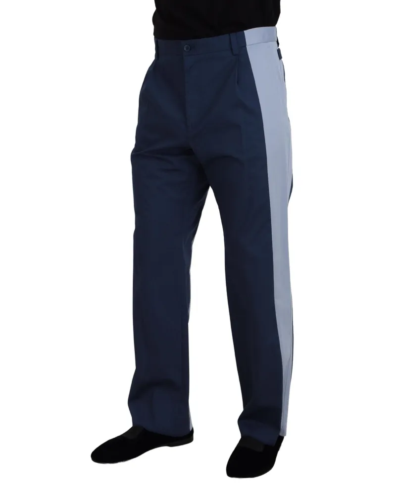 Dolce & Gabbana Men's Blue Cotton Straight Fit Pants Elastane Blue