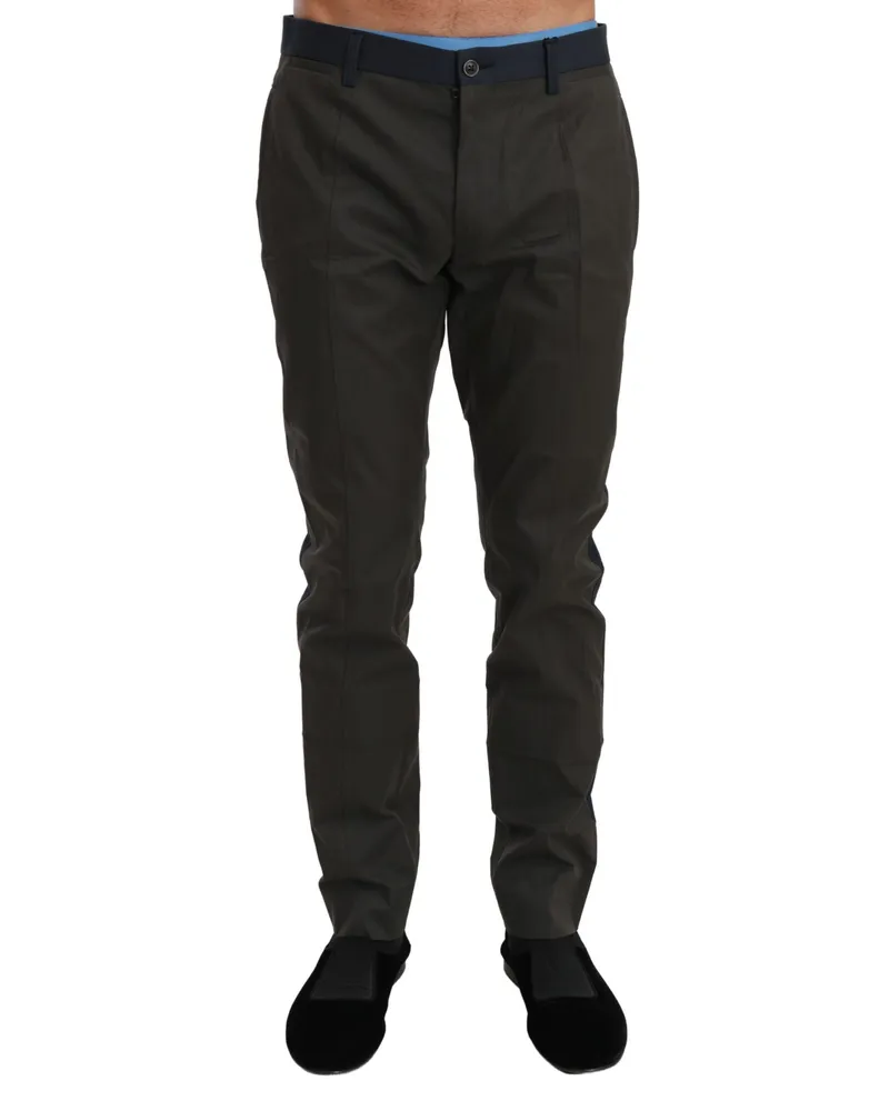 Dolce & Gabbana Striped Cotton-Nylon Trousers — Gray Gray