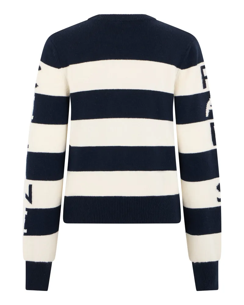Celine Women Crew Neck Sweater Blue Wool Navy