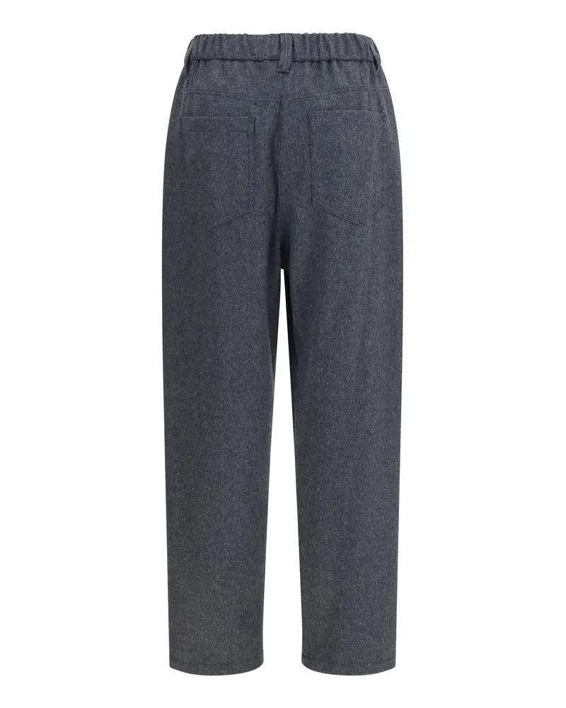 Brunello Cucinelli Women's Stretch Wool Pants Antracite Merino Ovis Aries Trousers Antracite