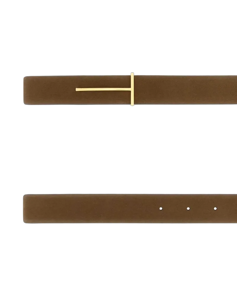 Tom Ford Men's Brown Suede Reversible Belt Olivebrown Calf Brown