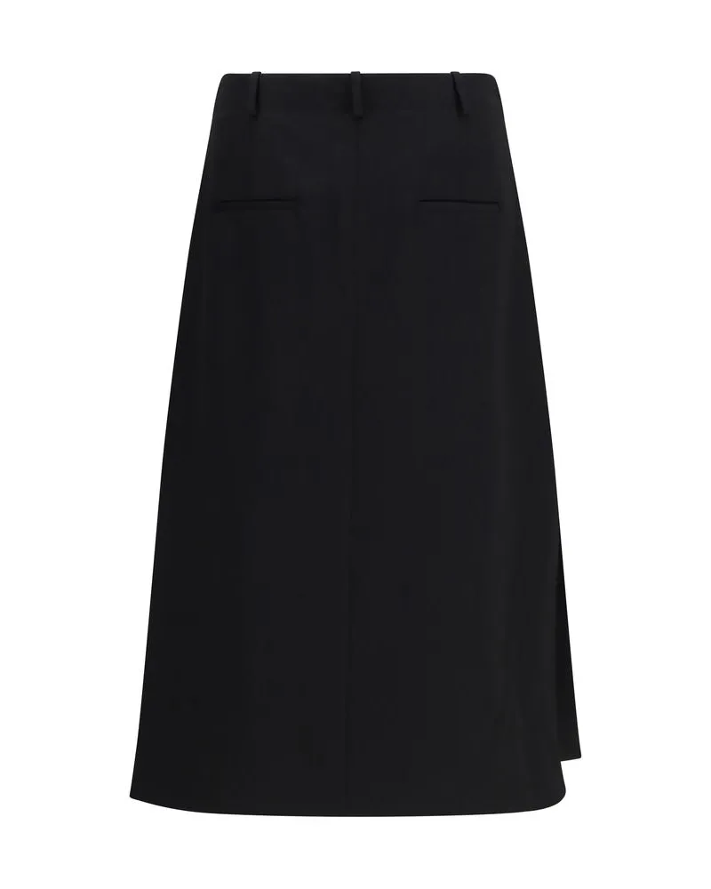 Fendi Women's Black Wool Oves Aries Midi Skirt Black