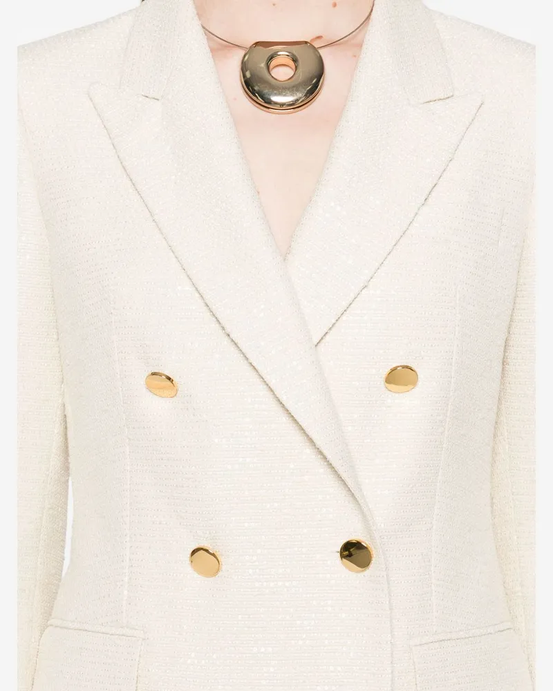 Tagliatore Double-Breasted Cotton Blend Blazer — Ecru Ecru