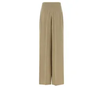 Women's Beige Silk Dress Pants