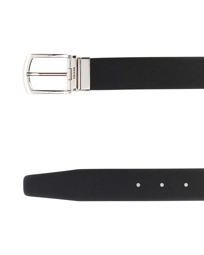 Prada Men's Black Leather Belt F0rd7 Cinture Black