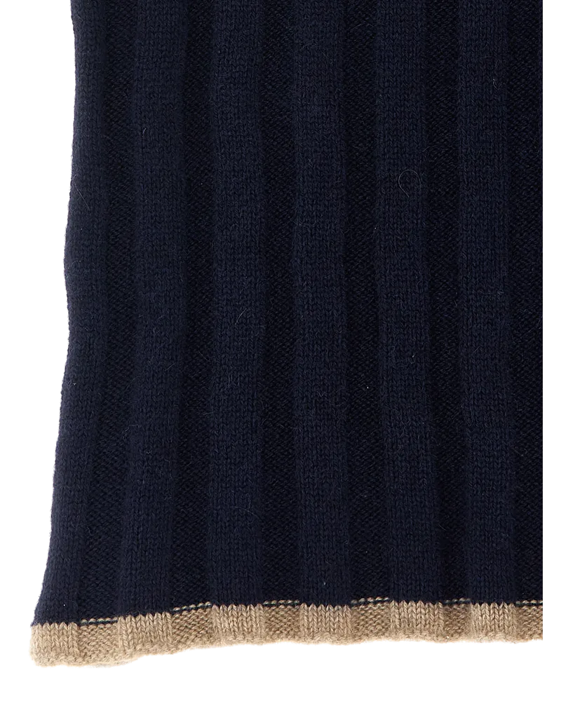 Brunello Cucinelli Men's Blue Cashmere Scarf Navy