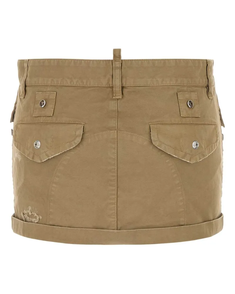 Dsquared2 Women's Khaki Canvas Mini Skirt Kaki Exteiror: Cotton Gonne Beige