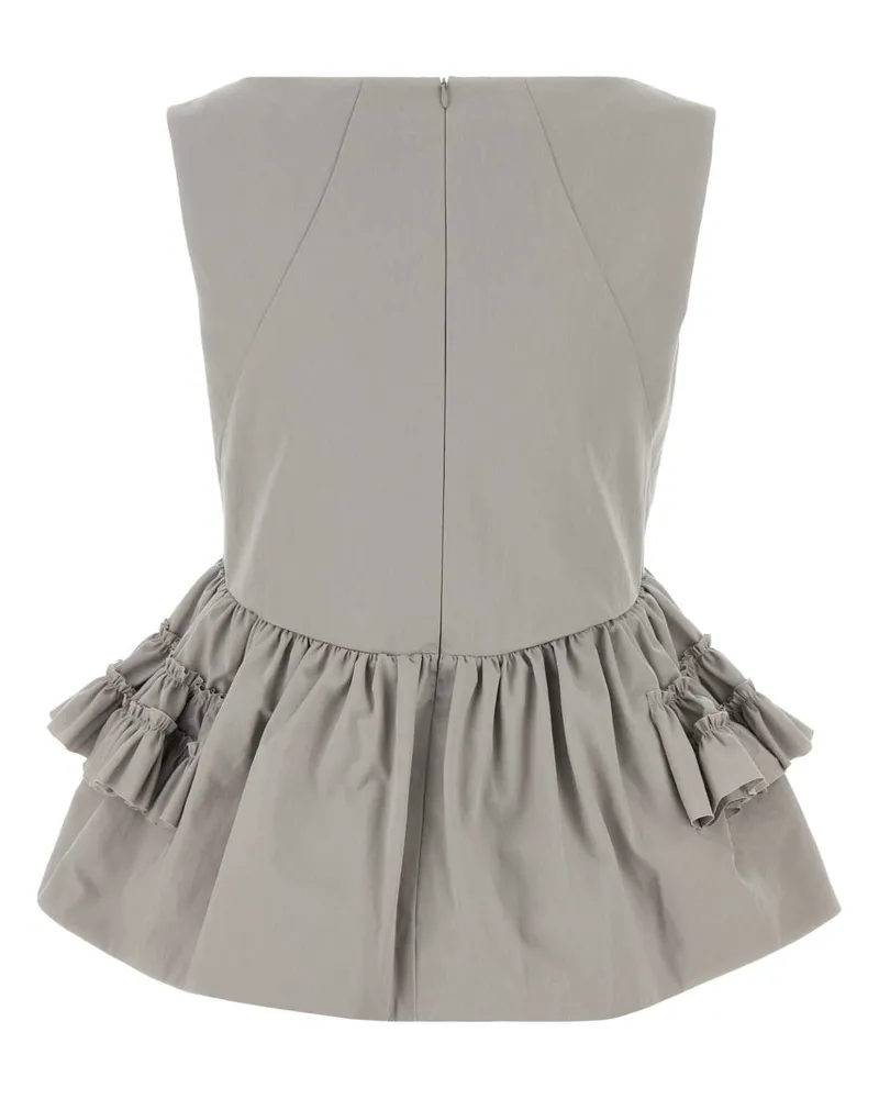 Dries van Noten Ruffled Cotton Tank Top — Gray Gray