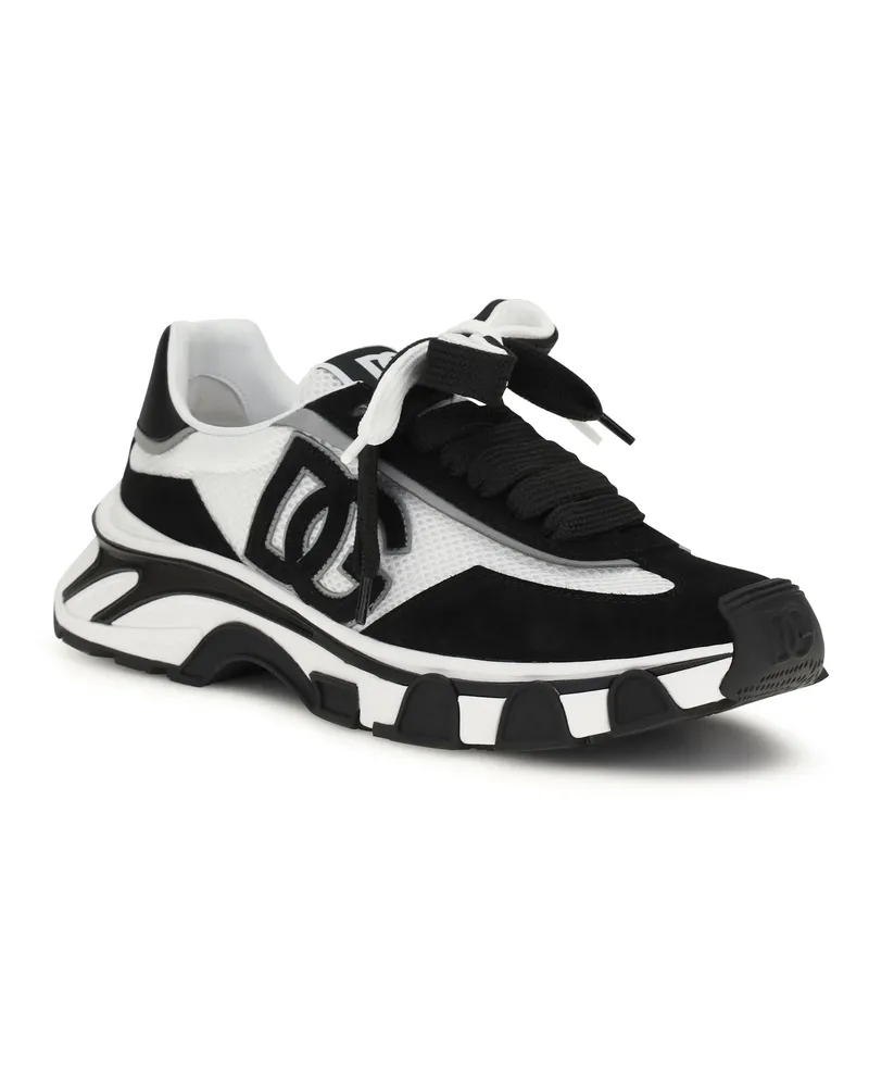Dolce & Gabbana Men's Leather And Mesh Sneakers Bianco-Nero Bianco/nero Multicolor