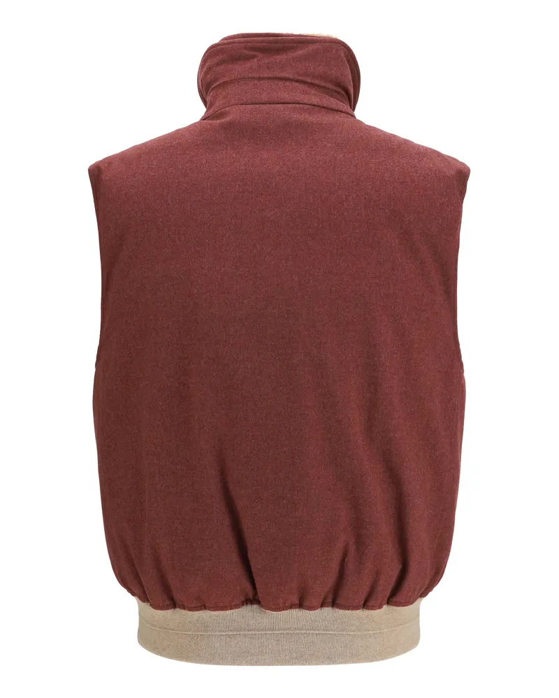 Brunello Cucinelli Wool Padded Vest — Red Lava